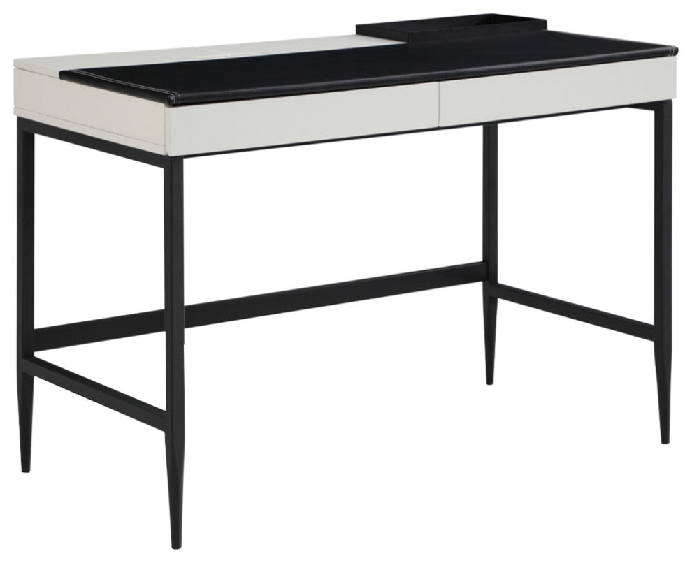 Loft Lyfe Kinzlee Desk, 2 Storage Drawers, Black/White