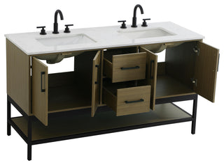 Home Living 60" Double Bathroom Vanity, Chestnut Brown