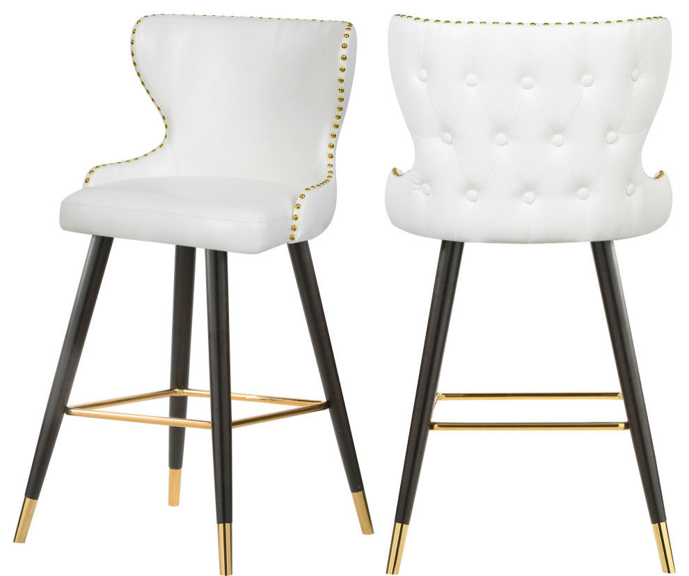 Hendrix Faux Leather Upholstered Bar Stool, Set of 2, White