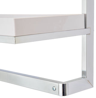 Danya B. Wall Mounted Chrome Towel Rack and Shelf With Removable White Tray