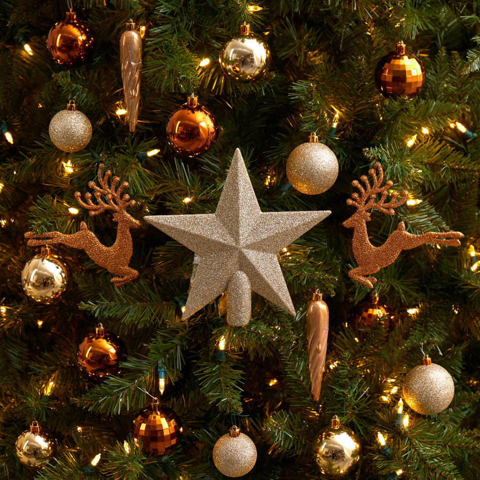 Holiday Xmas 40 Count Lux Shatterproof Ornament Set With Re-Useable Storage