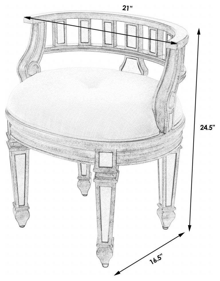 Mirrored Crescent Vanity Stool