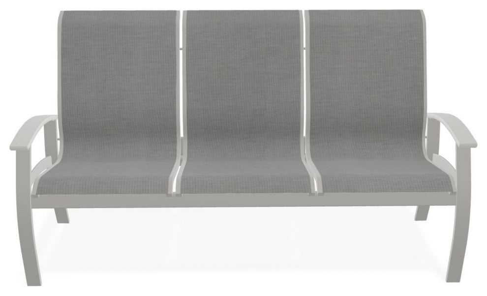 Belle Isle Sling 3-Seat Outdoor Sofa, Alloy/Snow