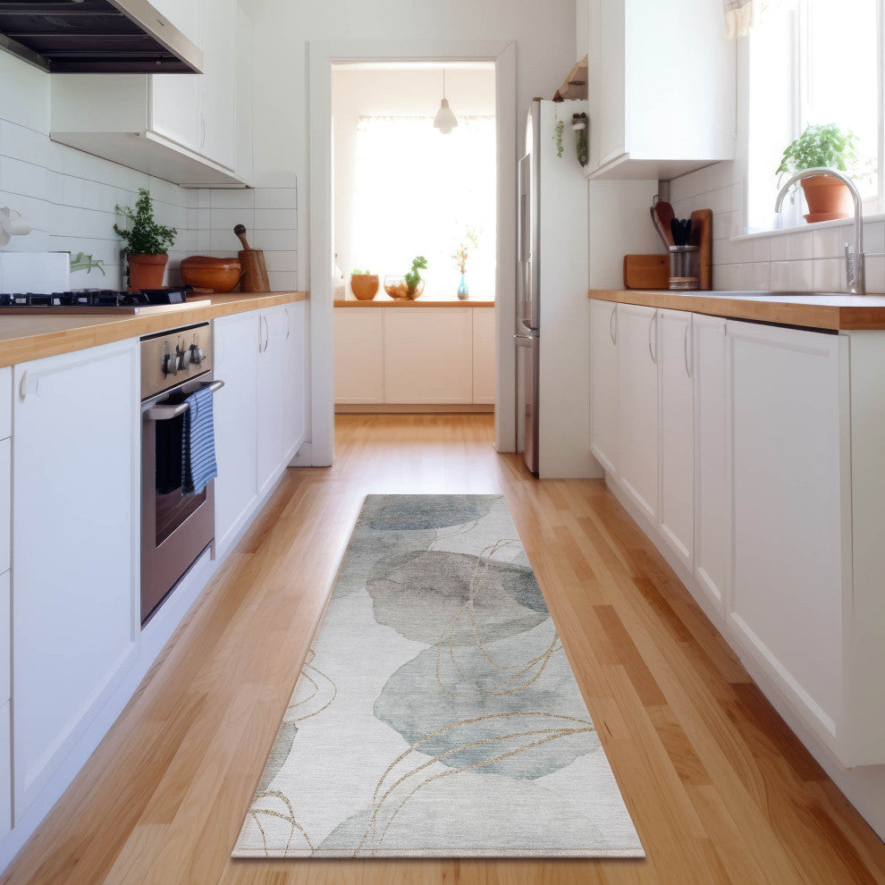 Premium Machine Washable Mayfield AMF544 Ivory 2'3" x 7'6" Runner Rug
