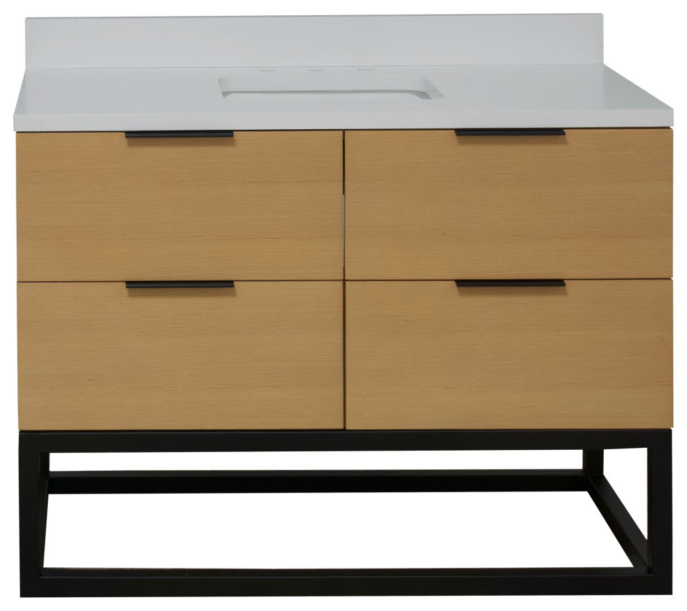 Mia 48" Bathroom Vanity, Blonde, Matte White