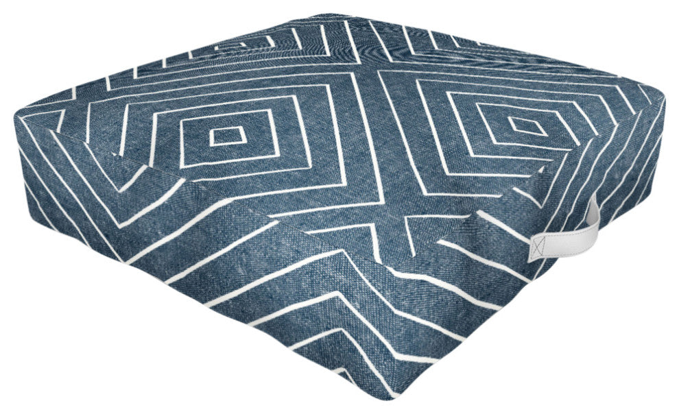 Little Arrow Design Co Woven Diamonds Dark Blue Outdoor Floor Cushion