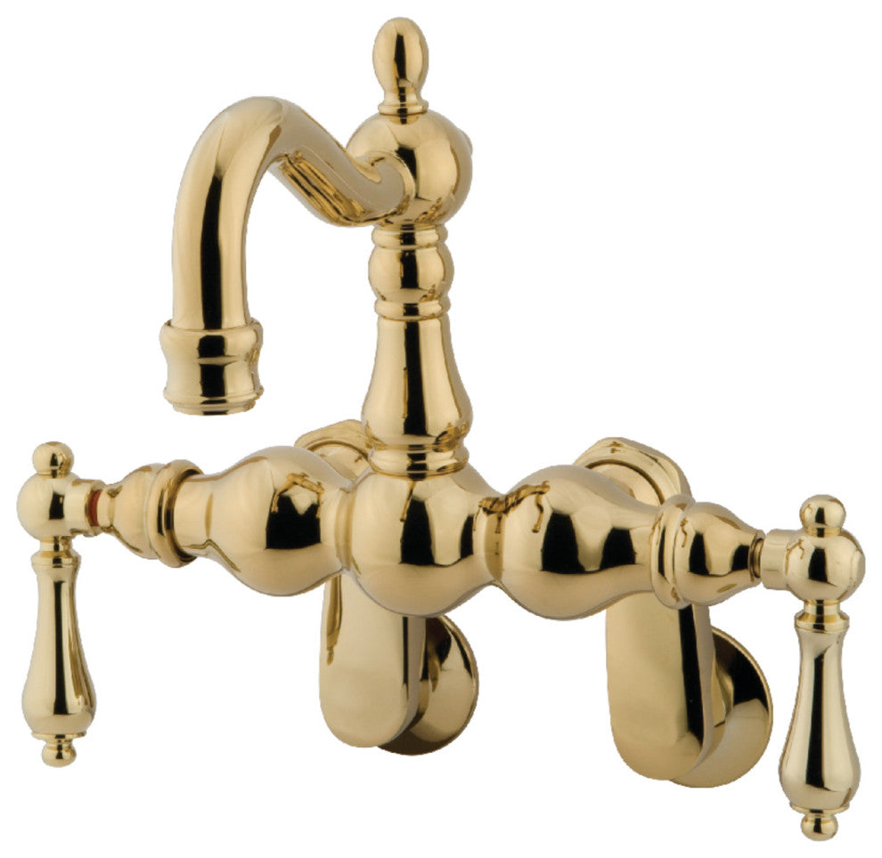 Kingston Brass Adjustable Center Wall Mount Tub Faucet, Polished Brass