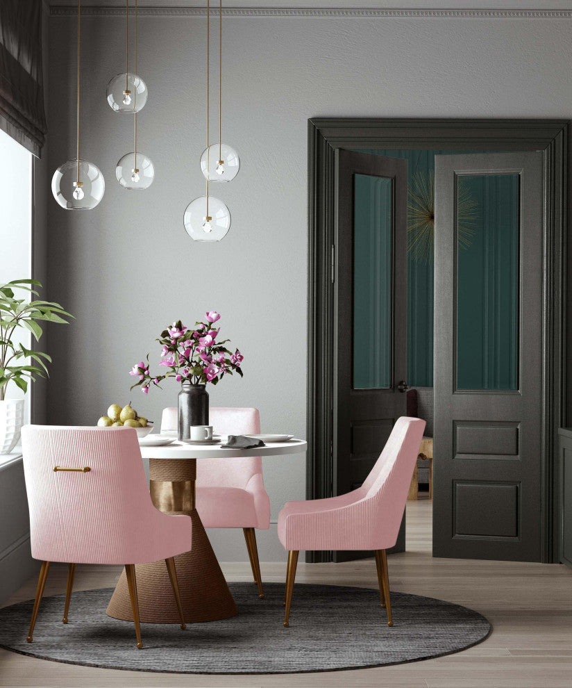 Beatrix Pleated Velvet Side Chair, Blush