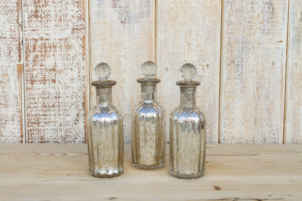 Apothecary Style Silvered Glass Bottle