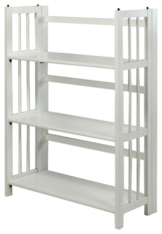 3 Shelf Folding Bookcase, White, Large, 3 Shelf