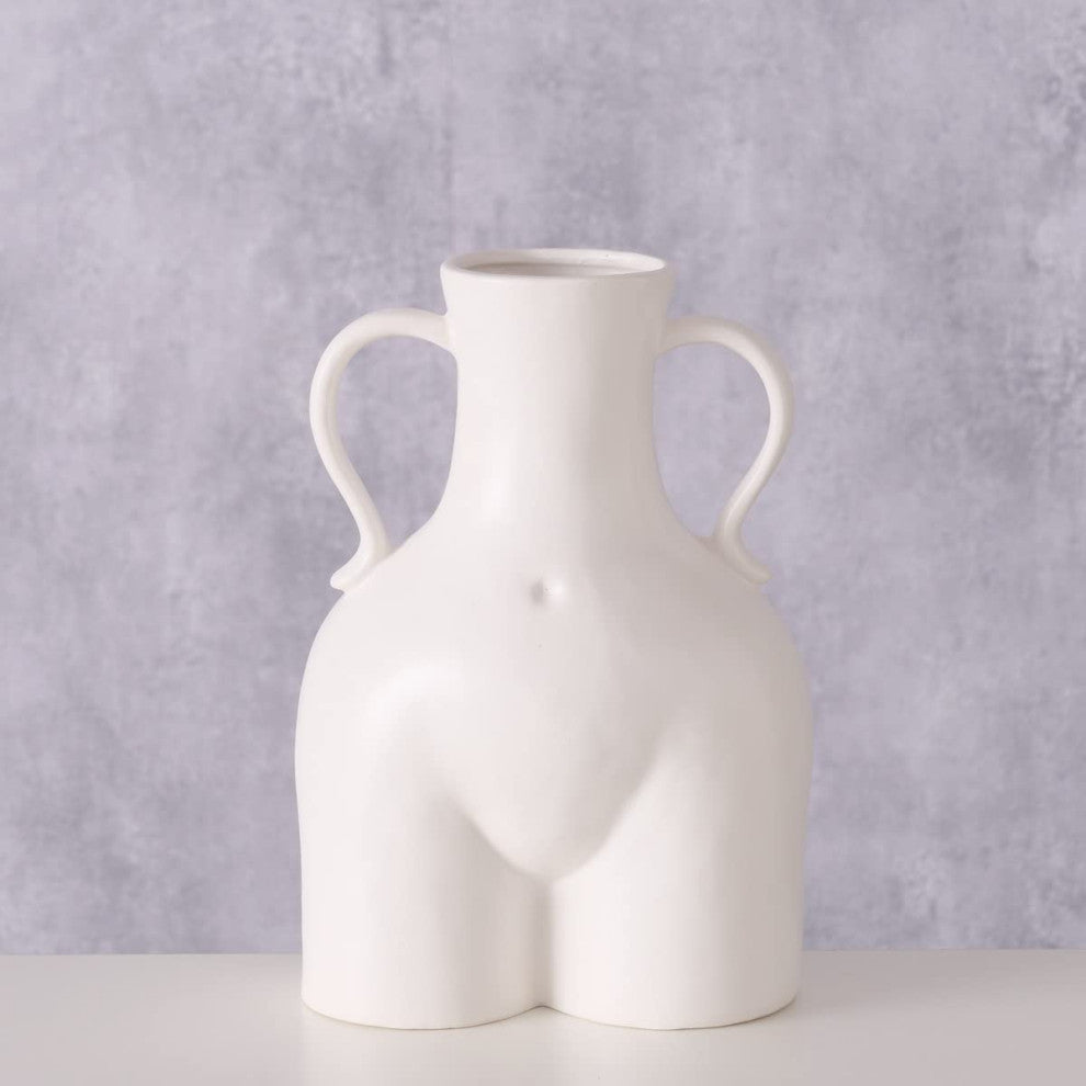 Body Shaped Ceramic Vase, 8.75", White