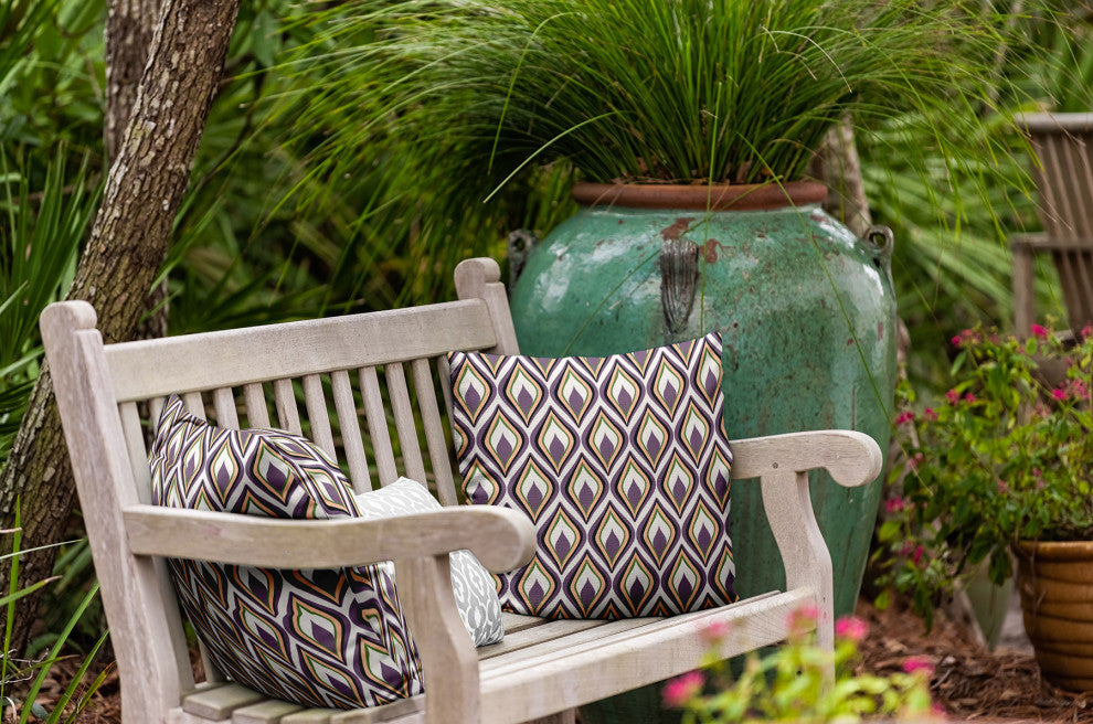 Feathers Indoor/Outdoor Throw Pillow, Larkspur, 18"x18"
