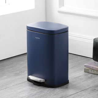 Connor 13-Gallon Trash Can With Soft-Close Lid and Mini Trash Can, Navy