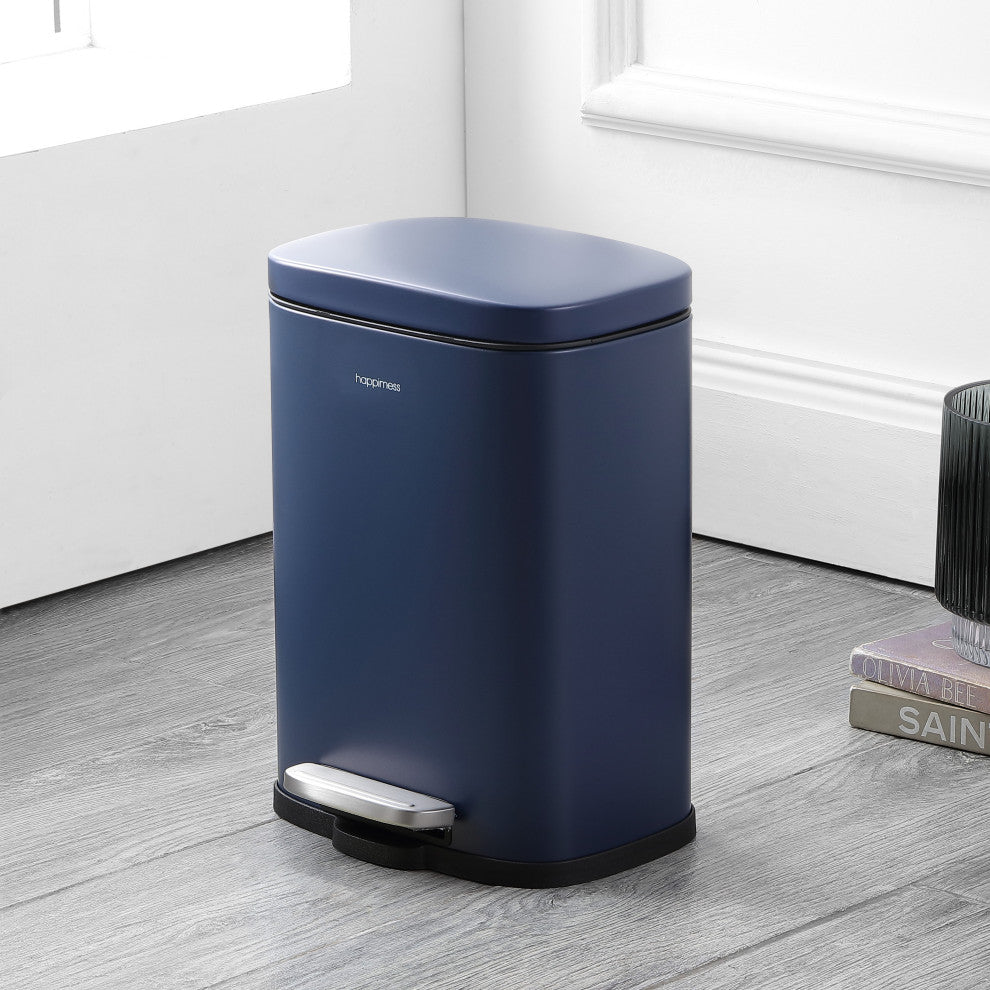 Connor 13-Gallon Trash Can With Soft-Close Lid and Mini Trash Can, Navy