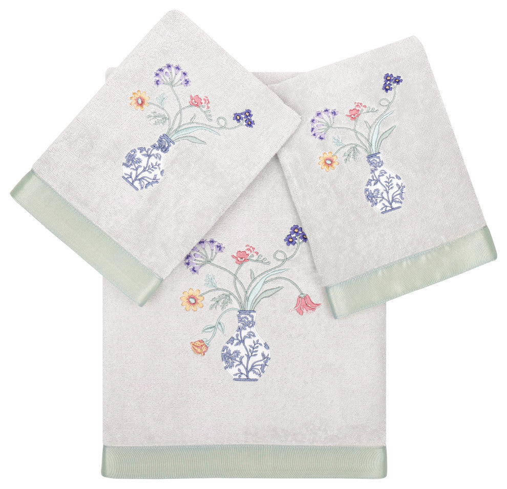 Linum Home Textiles 100% Turkish Cotton STELLA 3PC Embellished Towel Set