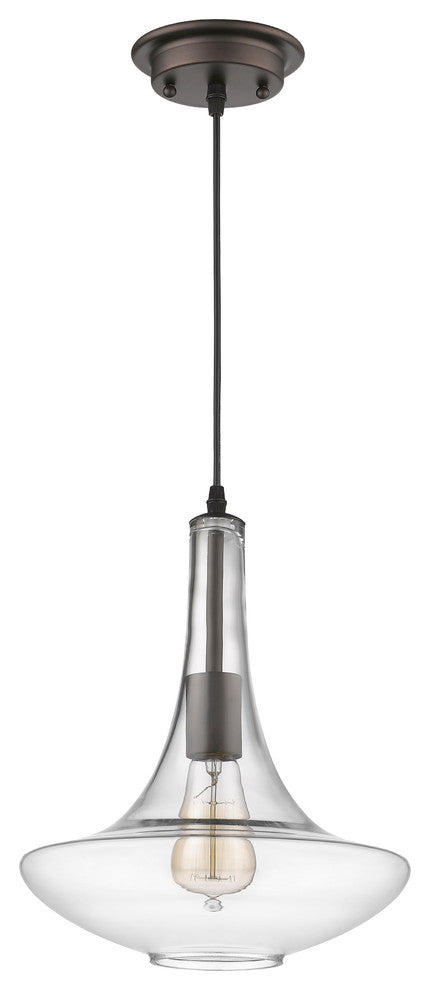Leah 1-Light Rubbed Bronze Ceiling Mini Pendant 10"