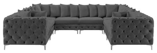 Tremblay Velvet Upholstered 8-Piece Modular U-Shaped Sectional, Grey