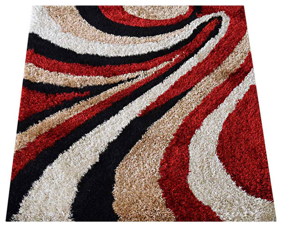 HAND TUFTED SHAG POLYESTER ECO-FRIENDLY AREA RUGS -Multicolor,Contemporary