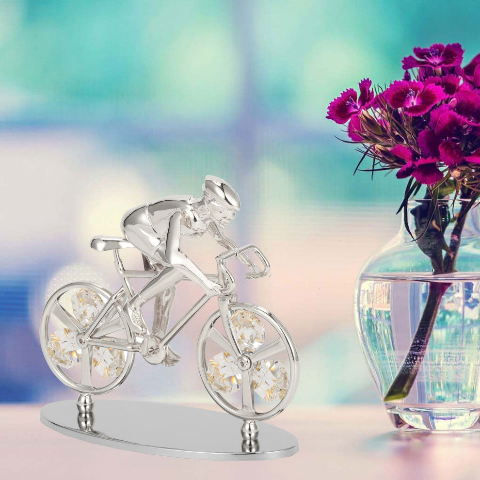 Matashi Silver Plated Cyclist on a Bicycle