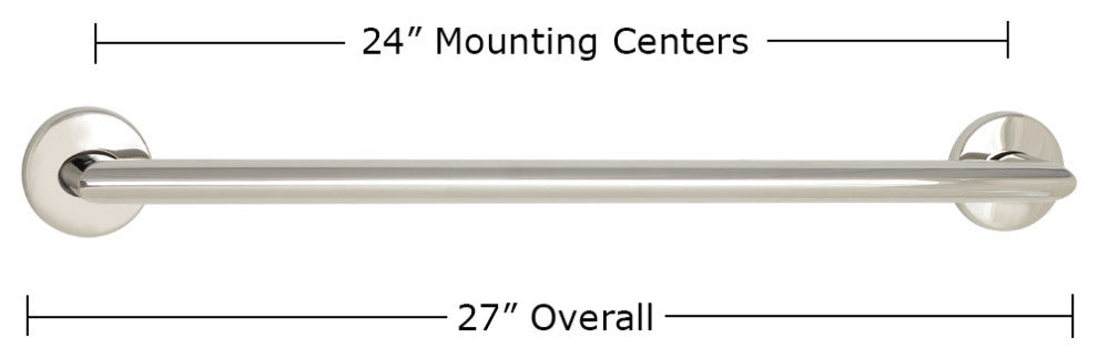 Coronado Designer Oval Bathroom Shower Grab Bar, Mitered Corners, Polished, 24"