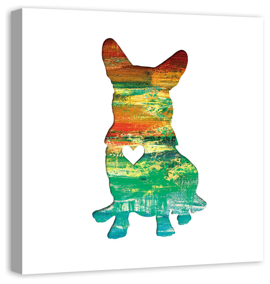 Designs Direct Creative Group Paint Silhouette Corgi 30x30 Canvas Wall Art