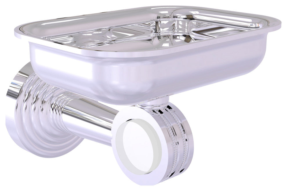 Pacific Beach Wall-Mount Soap Dish Holder with Dotted Accents, Polished Chrome