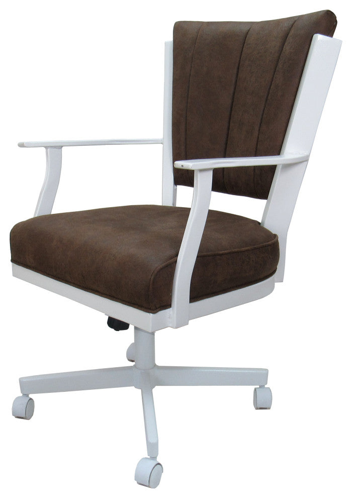Montana Swivel Metal Dining Caster Chair Reading Base, Northwest Whiskey, White