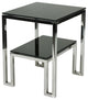 Adina Contemporary Two Tier Black Glass End Table