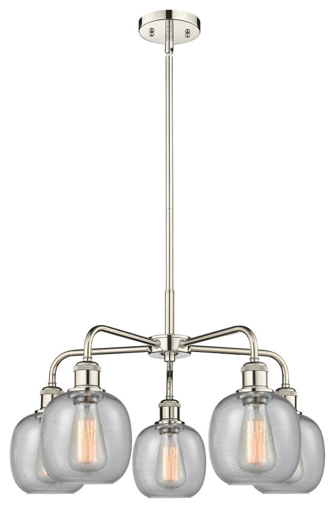 Belfast 5-Light 24" Stem Chandelier, Polished Nickel, Seedy