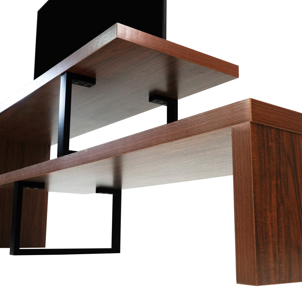 Orford Modern Open Concept Minimalist TV Stand with Iron Legs, Walnut