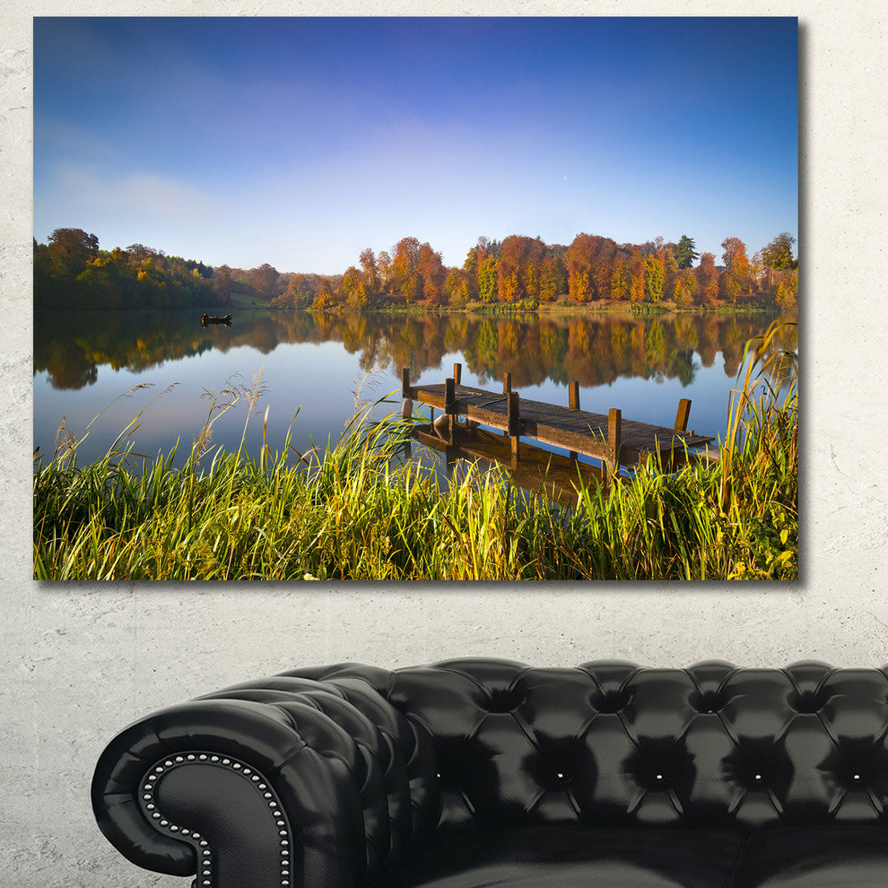 Still Waters of Fall Lake, Landscape Canvas Art Print, 40"x30"