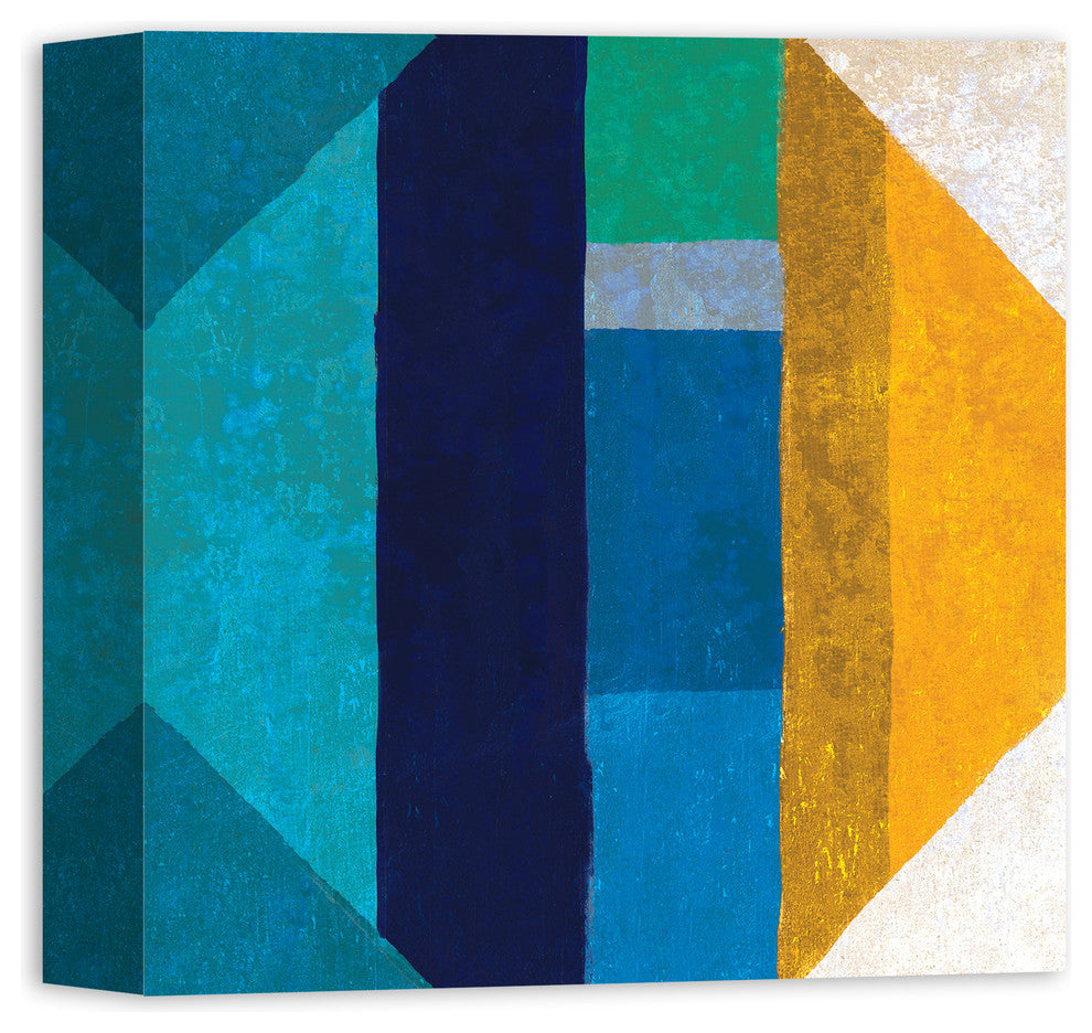 Blue Geometric Canvas Wall Art, 12x12