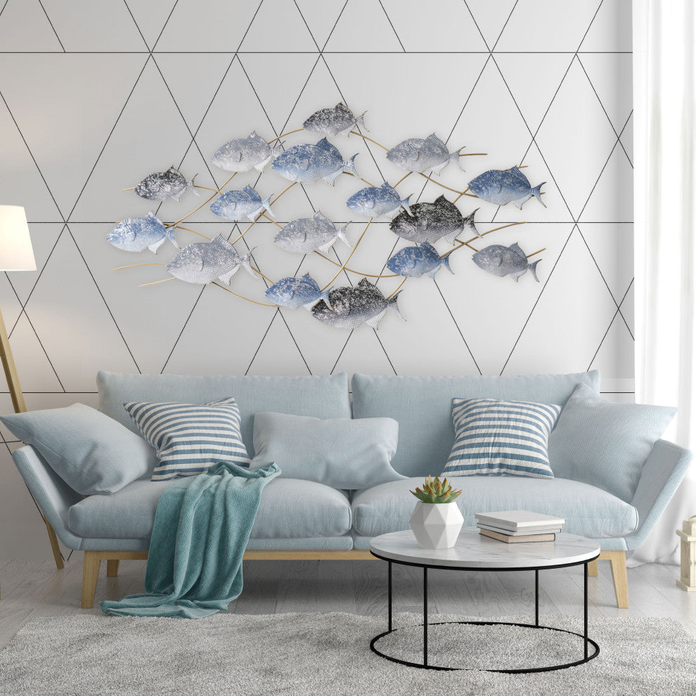 School of Fish Metal Wall Decor Art, 51"