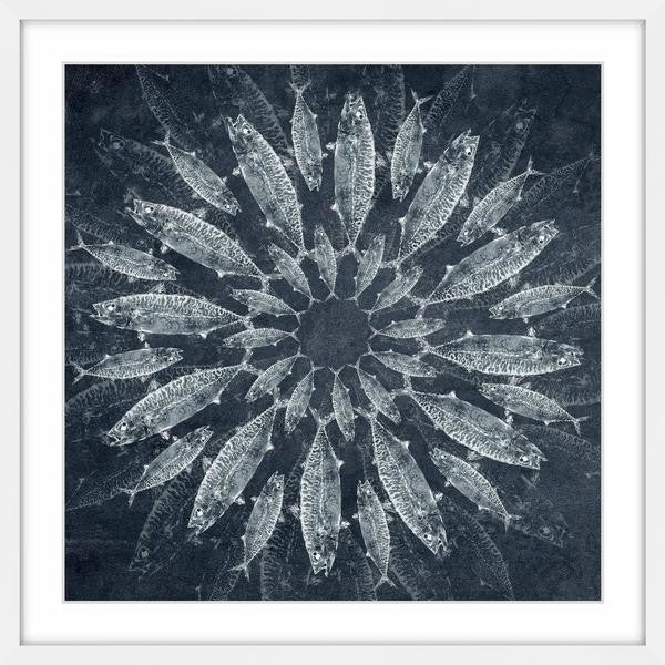 "White Burst" Framed Painting Print, 18"x18"