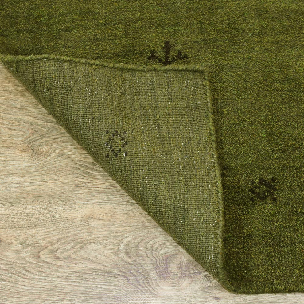 HAND KNOTTED LOOM SILK AREA RUGS-6'x9',Rectangle,Green Brown,Contemporary