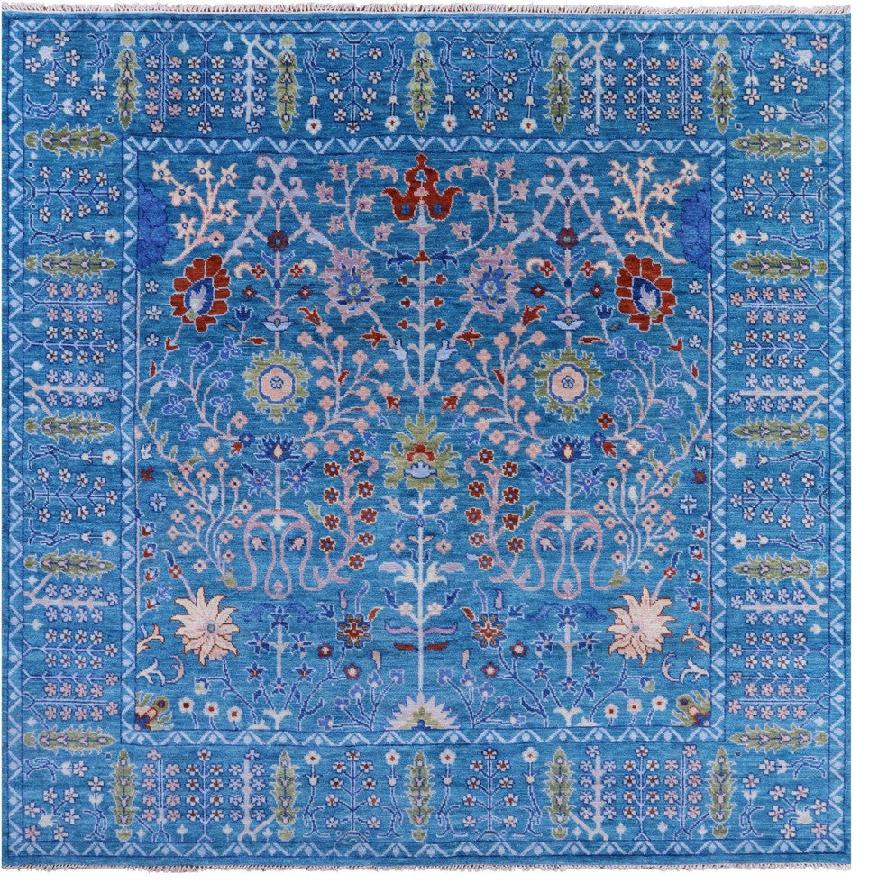 10' Square Turkish Oushak Hand-Knotted Wool Rug - Q13570