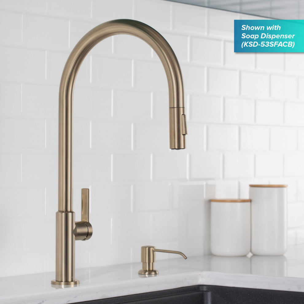 Oletto Pull-Down 1-Hole Kitchen Faucet, Spot Free Antique Champagne Bronze