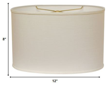 12" White Throwback Oval Linen Lampshade