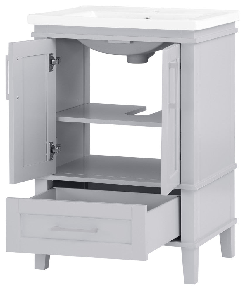 Ove Decors Brighton 24" Single Sink Vanity, Dove Gray With Nickel Hardware