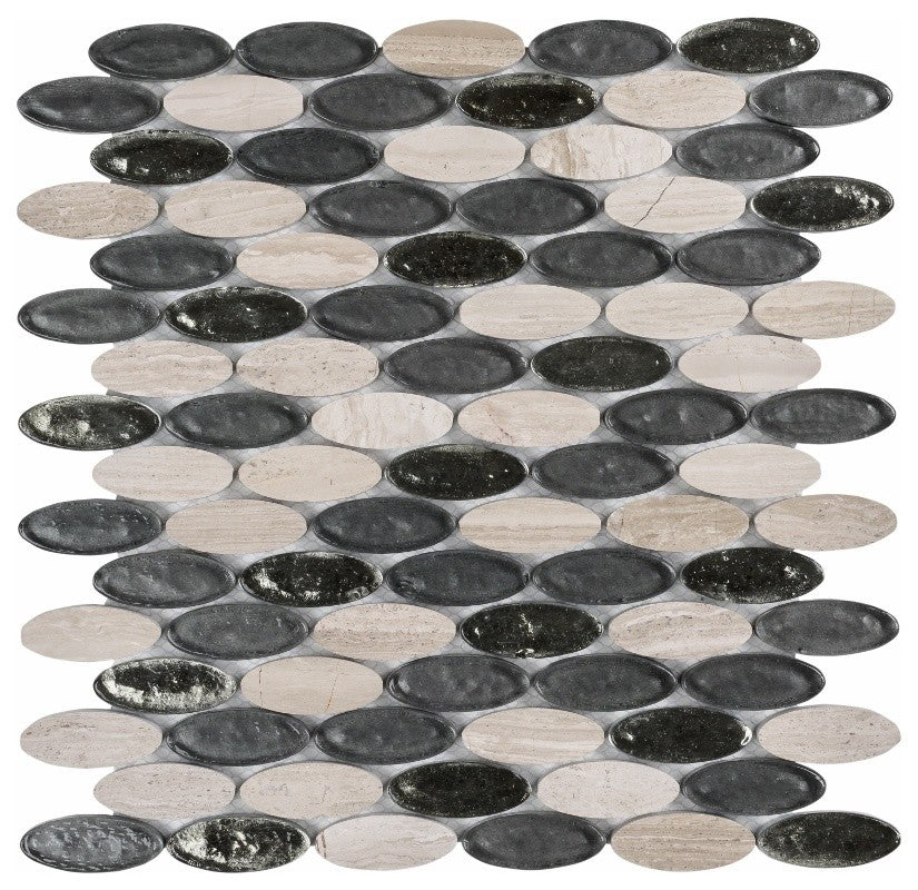 12"x12" Elyptic Brick Imagination Mosaic, Set Of 4, Northampton