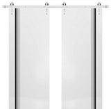 Sturdy Double Barn Door 64 x 80 with | Planum 0011 White Silk with  | 13FT