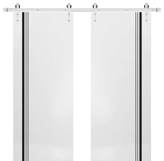 Sturdy Double Barn Door 64 x 80 with | Planum 0011 White Silk with  | 13FT