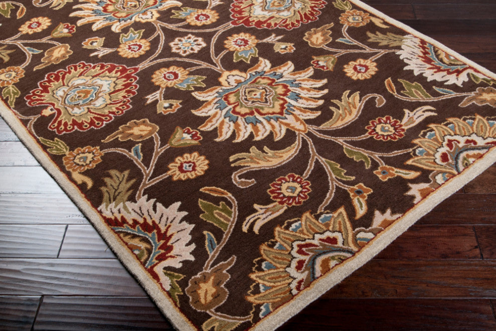 Surya Caesar CAE-1012 Traditional Area Rug, Dark Brown, 6' x 9' Oval
