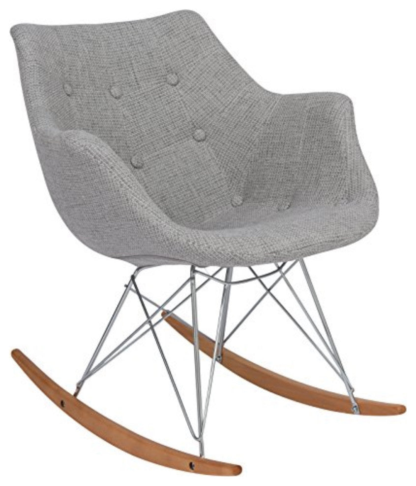 LeisureMod Willow Twill Fabric Eiffel Rocking Chair