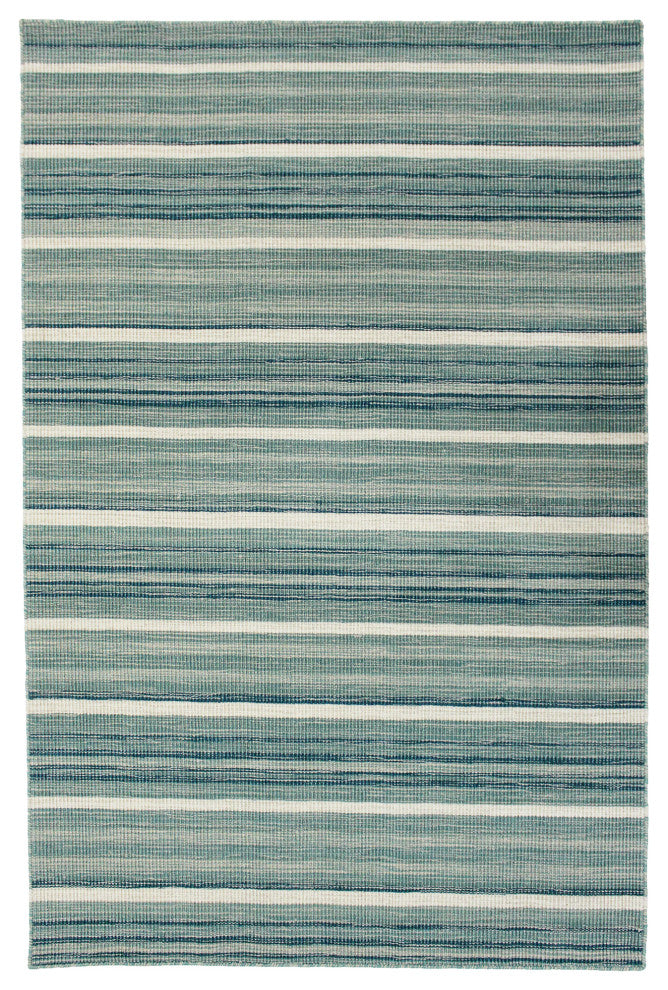 Aruba Faded Stripe Indoor Rug, Aqua, 8'3"x11'6"