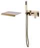 Wall Mounted Pressure Balanced Roman Tub Faucet with Hand Shower, Brushed Gold
