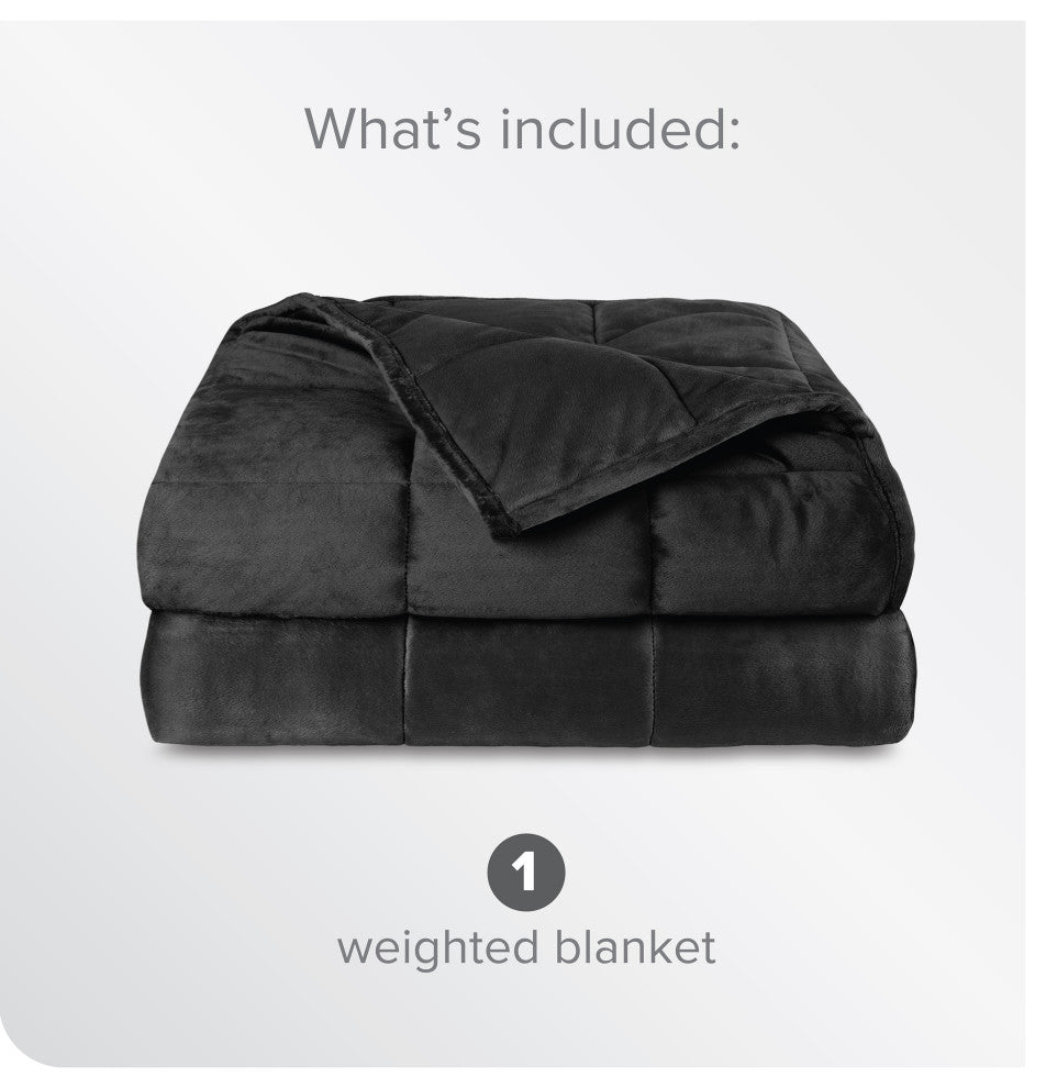 Weighted Blanket, Minky Fleece Black, 60"x80", 17lb