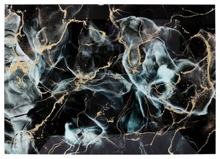 63x43 Abstract Metallic Tempered Glass Art, Multi