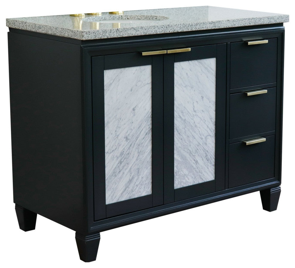 43" Single Vanity, Dark Gray Finish With Gray Granite