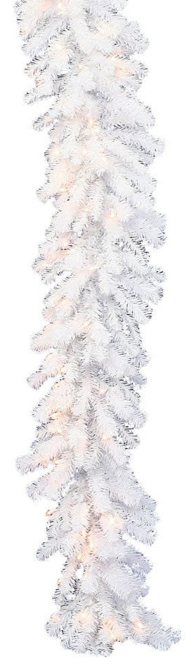 9' X 16" Crystal White Garl 100Led Wmwht